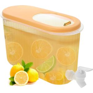 3.5L Plastic Beverage Dispenser with Spigot for Fridge: 0.9 Gallon Leak-proof Beverage Dispenser Summer Drink Container for Iced Tea Lemonade Water Milk(Yelllow) (Multicolor)