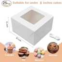 25pcs 8x8x5 Inches Cake Boxes, White Bread Boxes with Windows for Pastries, Cupcakes,Cookies, Pie, Muffins and Donuts