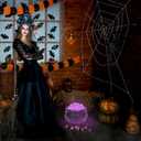 Halloween Bubbling Cauldron Decor Halloween Decorations Indoor Outdoor Witches Cauldron Lights Hocus Pocus Candy Bucket Decoration for Home Kitchen Room Table Fireplaces Decoration