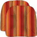 RSH DECOR: Sunbrella Tufted Wicker U-Shape Cushions Set of 2 | 19" x 19" | Water and Fade-Resistant Performance Fabric | Outdoor Seat Cushions for Patio Furniture | Astoria Sunset - Made in USA