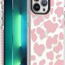 OOK Magnetic Case for iPhone 13 Pro Case Cute Cow Print [Compatible with MagSafe] Camera Protective Slim Phone Cover for Women Girls with [Screen Protector]-Pink