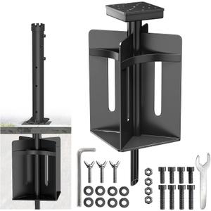 In-ground Umbrella Base with Umbrella Stand Tube Hanging Parasol Stand Holder Stainless Steels Outdoor Umbrella Base, Black