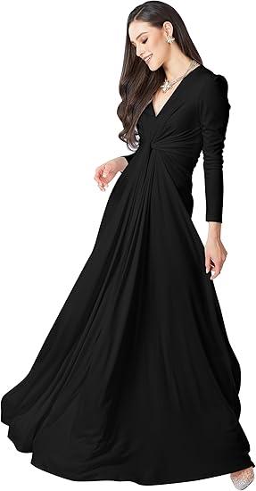 KOH KOH Womens 2025 Long Sleeve Flowy Formal Evening Elegant Designer Maxi Dress, Size: S