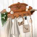 Coat Hanger Wall Mount with Shelf - Gorgeous 24" Farmhouse Coat Rack Wall Mount with Shelf with Hooks for Entryway - Wall Mounted Coat Rack for Wall Hanging Coats, Jackets, Purses, Keys (Brown)