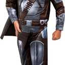 STAR WARS The Mandalorian Official Youth Halloween Costume - Premium Quality Padded Jumpsuit with Plastic Mask and Detachable Cape (M), Medium