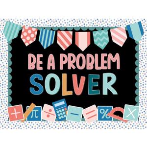 Janlaugh 48 Pcs Math Bulletin Board Decorations Sets be a Problem Solver Bulletin Board Decor Cubes Math Keywords Problem Solving Paper Cutouts for Elementary Back to School Classroom Wall Decor