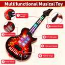 Kids Electric Guitar Toy for Ages 3-5 21 Inch Light Up Guitar with 4 Strings Infrared Sensor & Strap Musical Gift for Boys Girls (Red)