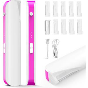 Sonic Dermaplane Razor for Women, Facial Hair Remover with LED Light, 3 Speed Mini Electric Dermaplaning Tool for Sensitive Skin, Peach Fuzz Removal, 9 Safety Blades & 1 Exfoliating Head