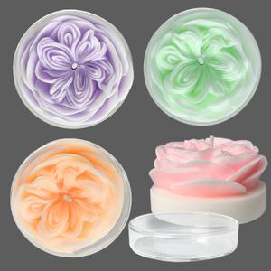 Flower Shaped Candles Gift for Women, 4 Rose Candles in Glass Tray, 8-Hour Burn Time, Include Pink, Purple,Orange,Green Rose Candle in Single Gifted Box by Kissingfish