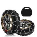 SCITOO KN110 Snow Chains Quick Easy Installation,Tire Traction Chain for Car Pickup Trucks SUV,Adjustable Universal Emergency Thickening Tire Chains Width 215 225 235 245(15" 16" 17" 18")- Set of 2