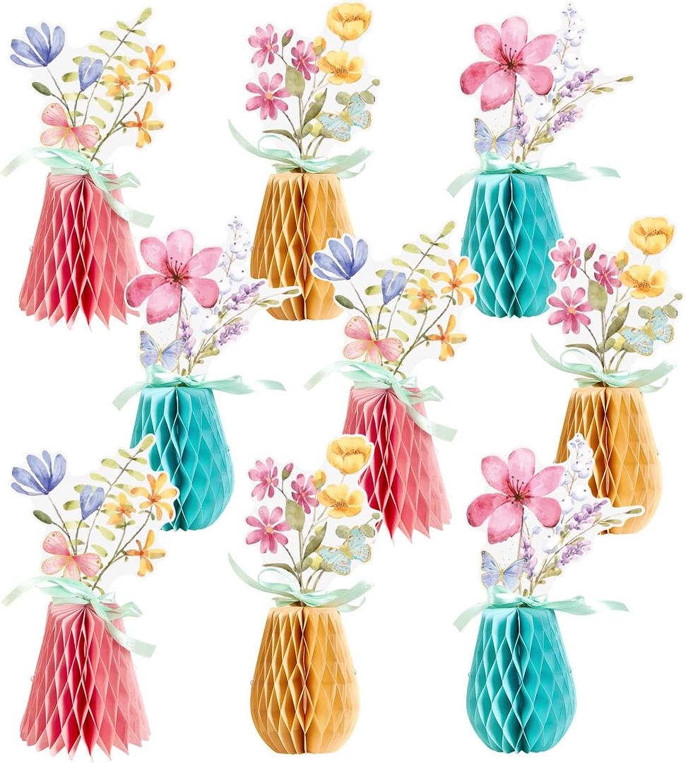 SUNBEAUTY 9 PCS Wildflowers Honeycomb Centerpieces Wildflower Birthday Party Decorations Spring Wildflower Theme Table Centerpieces for Wedding Little Wildflowers Baby Shower Supplies