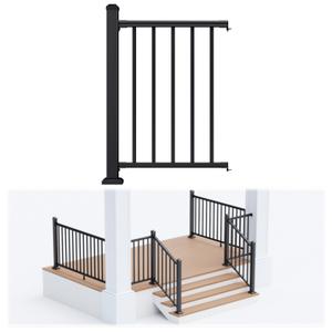 Egadis 3 Pack 2.56 in. x 2.56 in. x 39 in. Aluminum Deck Railing Post with Screws, Black Textured Outdoor Powder-Coat Finish Stair Post for Decks, Porches & Balconies (3 x 39in Posts)