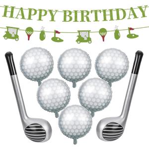 Golf Birthday Decorations - 6 Pcs Golf Balloons & 2 Pcs Inflatable Golf Clubs & 2Pcs Golf Banner,Sport Themed Golf Party Decorations for Birthday Retirement Baby Shower