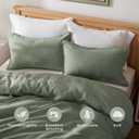 TOSMO 100% Linen Pillowcase Queen Size, Set of 2, Stone Washed Pillowcases Envelope Closure, Soft and Durable Pillow Cases, 20" X 30", Sage Green