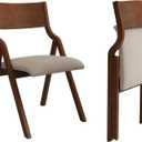 Ball & Cast Upholstered Folding Chairs Set of 2,with Padded Seat,Wooden Portable Dining Chairs W/Ergonomically Designed Back and Cushion,Easy Carry,No Need to Install,for Kitchen,Office,Walnut, 21.5 x 19.0 x 34.0 inches