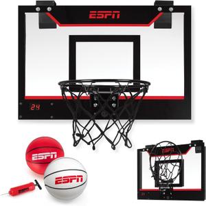 ESPN Mini Basketball Hoop, Over The Door Basketball Hoop with Foldable Breakaway Rim
