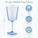 12 PCS Blue Ribbed Plastic Wine Glasses 13.5 OZ Ribbed Wine Glasses Detachable Wine Glass Elegant Fluted Glassware Vintage Style for Wedding Anniversary Birthday Dinner Parties(Blue, 12 Pack)