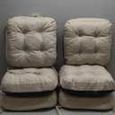 Chair Cushions, Foam Dining Chair Cushions, Tufted Indoor Chair Pads, Set of 6, Beige, 16.5 x 16.5 x 3.5