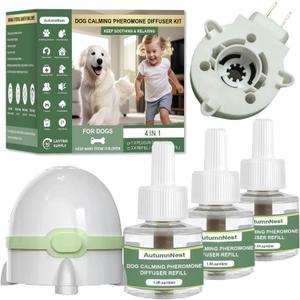 Dog Calming Pheromone Diffuser for Dogs, Plug-in + 3 Refills Kit, Supports Relaxed Behavior, Helps Ease Stress, Anxiety, Barking, Fear During Loud Events, Separation, Travel, 90 Days Non-Toxic Care