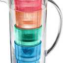 Fine Ribbed Glasses & Pitcher - Multicolor - Set of 5 (91 Ounces)