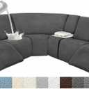 Waterproof Sectional Recliner Couch Covers for Reclining Couches Washable L Shaped Sofa Cover for Dogs Sectional Stretch Corner Recliner Slipcovers (5 Seater 1 Console Cover, Charcoal Gray)