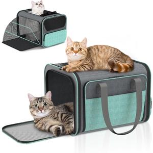 Cat Carrier for Airline Approved: Soft-Sided Cat Carrier Expandable for Small Dogs up to 15LBS - Pet Travel Bag for TSA Approved - Breathable for Airplane Camping Outdoor