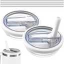 2 Pack Flip Straw Leak Proof Lid for Stanley 40 oz Tumbler Quencher - Reusable Spill Proof Lid Top Cover Stanley 40oz Cup Accessories - Replacement of Leaking Original Stanley Lids - White