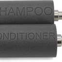 Resin 2 Pack Shampoo, Conditioner or Body Wash Dispenser Set, Luxurious Refillable Pump Bottles with Matte Pump Top and Embossed Text, Durable Design for Bathroom and Shower