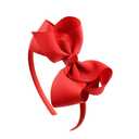 Bow Headband Large Bowknot Hair Hoop for Girls, Comfortable No Hurt Rib Fabric Headpiece Hair Band for Halloween Christmas Party Cosplay Costume Daily Decor Accessories(Red)