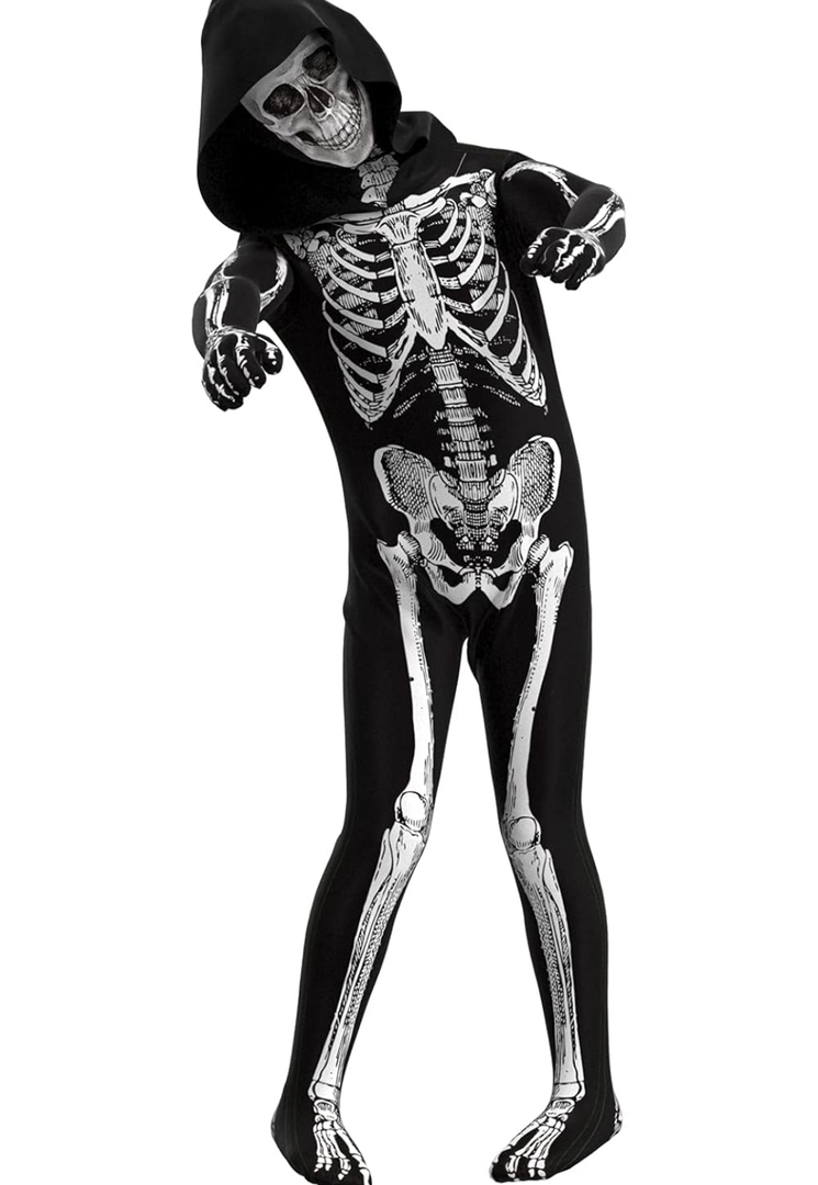 Cupohus' Unisex Jumpsuit - Scary Black and White Halloween Jumpsuit Costume compatible for cos like Skeleton, L