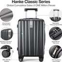 Hanke 20 Inch Carry On Luggage 22x14x9 Airline Approved Lightweight PC Hard Shell Suitcases with Wheels Travel Luggage Rolling Suitcase Travel Luggage Bag for Weekender(Jet Black)