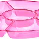 Plasticpro 6 Sectional Round Plastic Serving Tray/Platters Pink Pack of 2