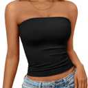 Trendy Queen Women's Strapless Bandeau Crop Top (Black, S)