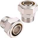 3/4 Straight Fittings, 3/4 Piping x 3/4 Male NPT Adapter Fittings, Seal Tape Needed, Brass-Nickel Plated, 2PCS for Garage Shop Compressed Air Line Piping System Kit