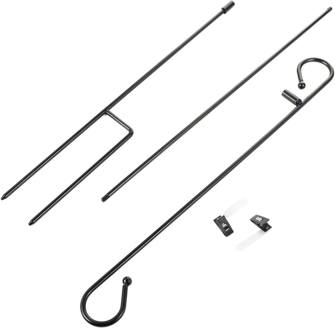 SUPVOX 2pcs Garden Flag Stand Holder Sturdy Pole for Outdoor Flags Weather-Resistant Clips Easy Assembly for Seasonal Decorations Garden