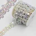 PEARLY JUN 1 Yard Rhinestone Trim Chain Sliver AB Applique Stringing Ribbon DIY Jewelry Wedding Party Bracelets Craft Bridal Bouquets Embellishment Accessories