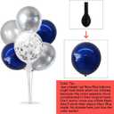 TONIFUL 4 Set Navy Blue Silver Balloon Centerpieces for Table,Balloon Stand Kit for Graduation Decoration 2026,Retirement Party Decorations,Mens Birthday Decorations,Father's Day