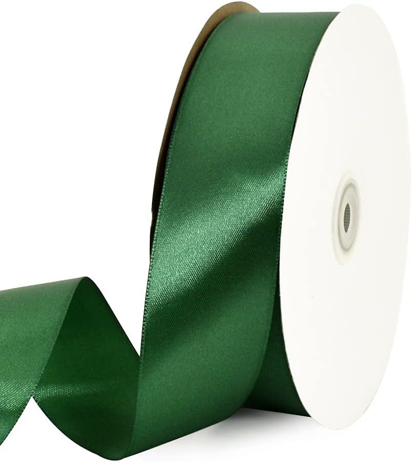 TONIFUL 1-1/2 Inch (40mm) x 100 Yards Dark Green Wide Satin Ribbon Solid Fabric Ribbon for Gift Wrapping Chair Sash Valentine's Day Wedding Birthday Party Decoration Hair Floral Craft Sewing Christmas