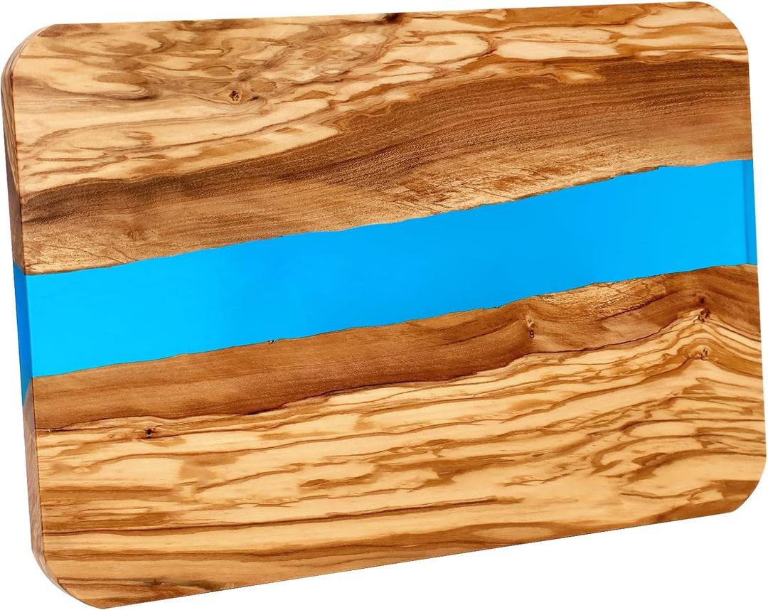 Charcuterie Boards, Olive Wood & Resin Cheese Board Cutting Board for Kitchen Meal Prep and Serving - Butcher Block, Handcrafted Charcuterie Board for Meat, Cheese, Vegetables, Bread | 15" x 10"