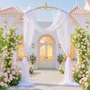 White Tulle Backdrop Curtain Decoration Chiffon Sheer Drapes for Backdrop Fabric for Wedding 5x10FT, 4 Panels