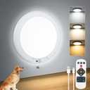Battery Powered Ceiling Light with Remote, 7.48" Rechargeable Shower Light Waterproof, Wireless Motion Sensor Ceiling Lights Indoor 3000K/4500K/6500K Dimmable for Bathroom Living Room Closet (1 Pack)