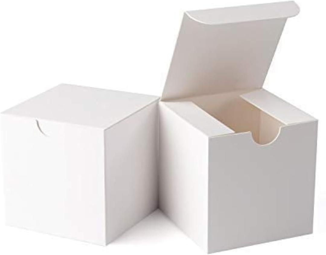 GEFTOL Small White Gift Box - 100 Pack, 3x3x3 inches, Foldable Paper Box for Bridesmaids, Proposals, Birthdays, Parties, Christmas