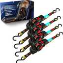 ANLULOAD Retractable Ratchet Strap(0.7In x 6.5Ft),S Hook Retractable Tie Down Strap for Motorcycles, Boats,Atvs,Utvs.WLL220Lbs,BS:440Lbs(4 Pack)