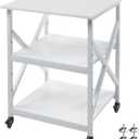 Fannova Large Printer Stand with Height Adjustable Storage Shelf, 23.6 x 23.6 Inches Square Printer Table with Industrial Wheels, Multi-use 3 Tier Rolling Printer Cart for Home Office - White