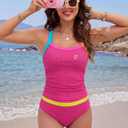 BMJL Two Piece Tankini Swimsuits for Women Ruched Tummy Control Bathing Suit Slimming Full Coverage Swim Suit 2026 (Pink, L)