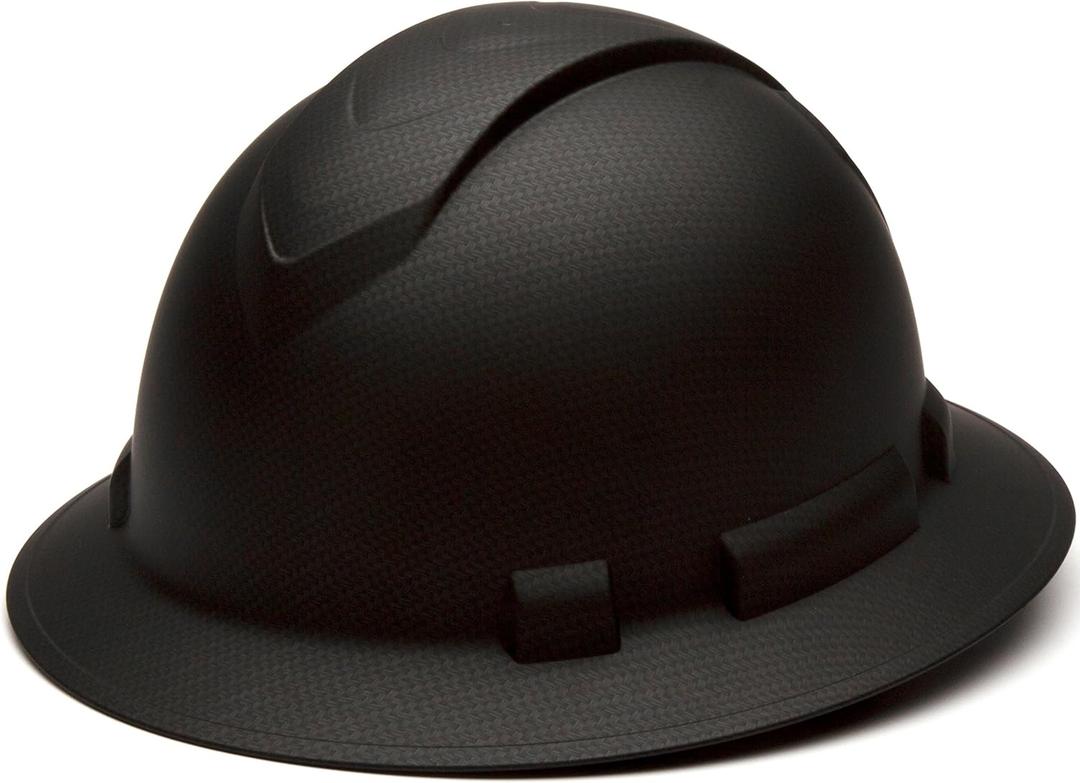 Pyramex Ridgeline Full Brim Hard Hat 4 Point Ratchet Matte Black Graphite Pattern