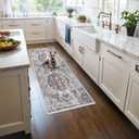 2x5 Washable Hallway Runner Rug: Indoor Farmhouse Non-Slip Entry Kitchen Rugs Oriental Thin Light Weight Carpet for Living Room Bedroom Soft Water Resisitant Floor Mat for Bathroom Laudry(2X5,Brick)