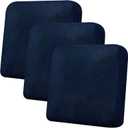 Couch Cushion Covers Leather-Look 3PC Stretch Extra Large Sofa Seat Slipcover Sets Individual Couch Seat Cushion Cover, Pet-Friendly, Non-Slip, Easy Fit - Navy