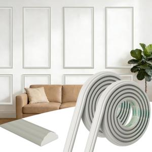 Flexible Peel and Stick Wall Trim Molding, Self-Adhesive Decorative Strip, 2 Rolls (Total 197" x 1.6"), for Walls, Cabinets, Door Frames, Mirrors, Windows & Home DIY(Off-White)
