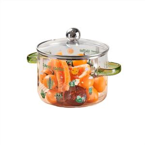 Glass Pots for Cooking on Stove, 1.6L/56oz Clear Pots with Lid, Heat-Resistant Simmer Pot for Stove Potpourri, Saucepan S mall Pot for Cooking, Soup, Milk, Tea.